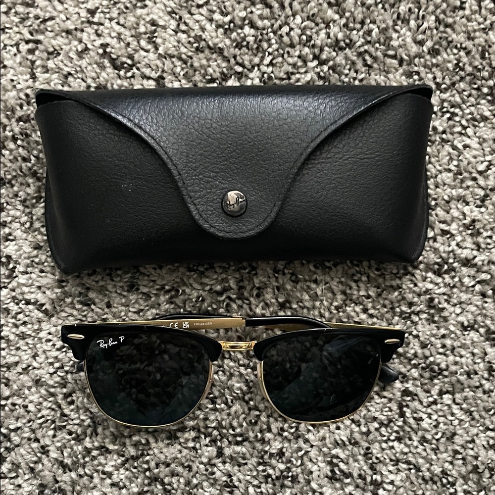 Ray-Ban Black and Gold Clubmaster Sunglasses